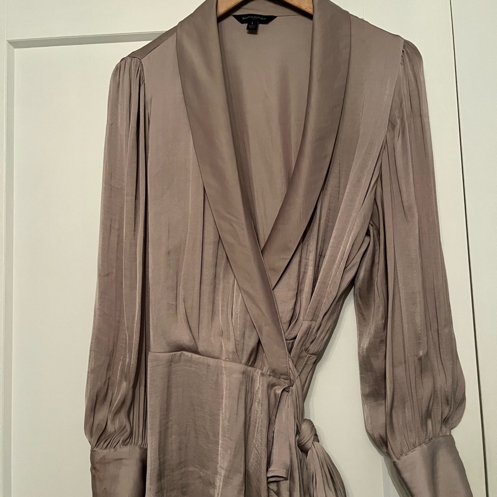 Banana Republic Silky Taupe wrap top